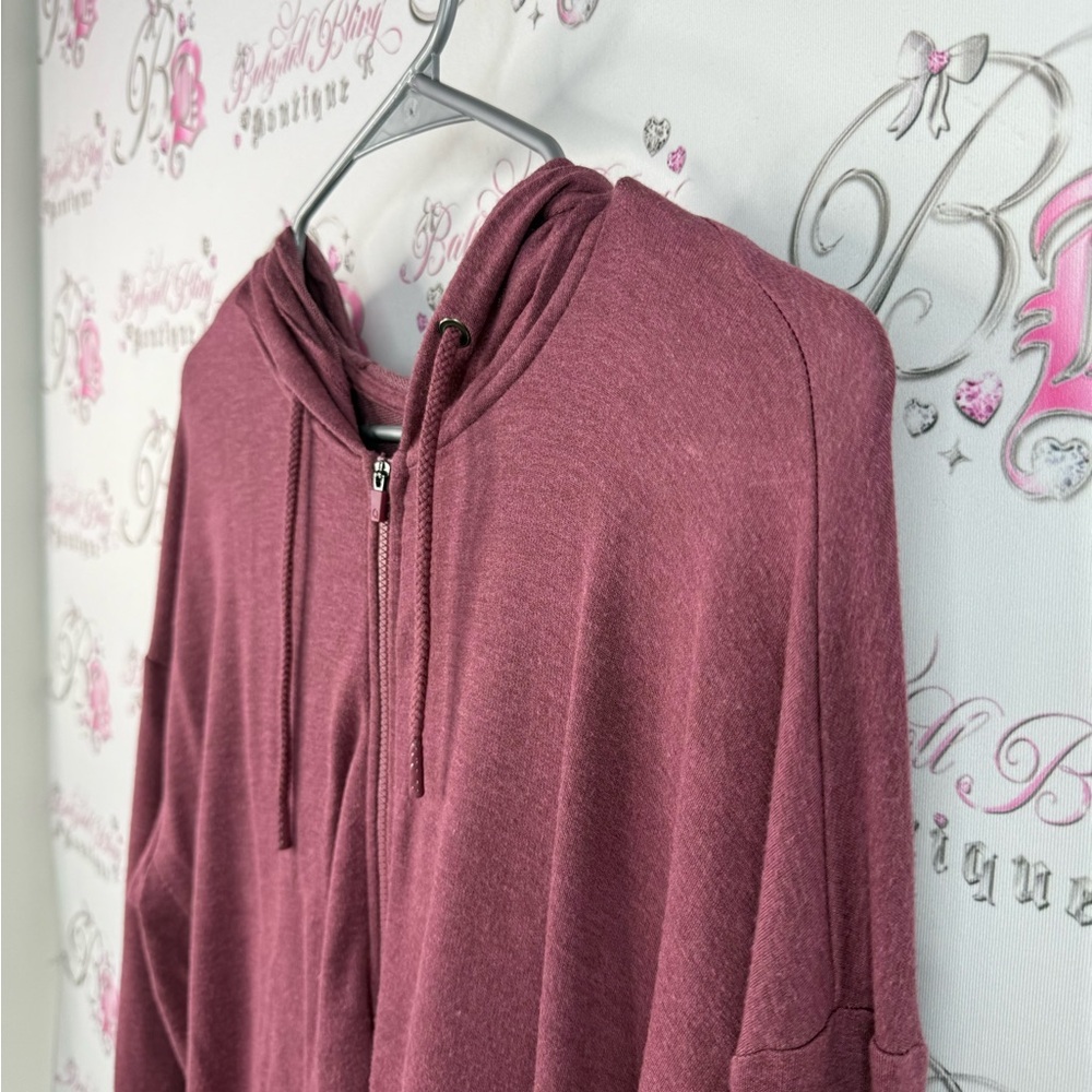 Hyba sweater zip up hoodie red wine Burgundy zipper soft cozy Sweater - Picture 4 of 16